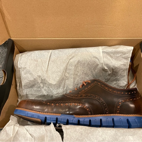 Rare! Cole Haan ZeroGrand Wingtip Oxfords - 12 WIDE - Woodbury / Limoges Blue - Picture 11 of 11